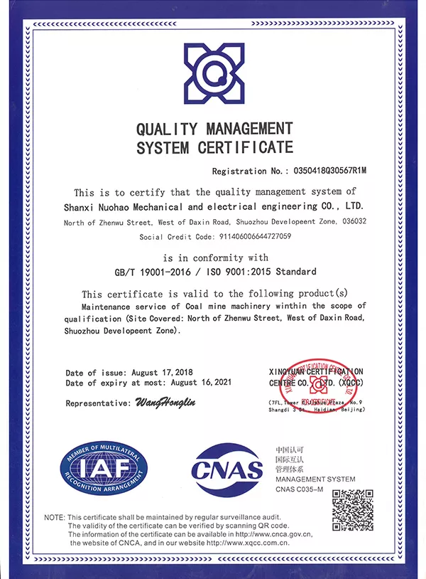 Quality Managementsystem Certificate